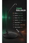 Gürültü Azaltıcı Siyah Masaüstü Bilgisayar Mikrofonu 3.5 mm Jack Esnek Boyunlu Oyun Toplantı Çoklu Kullanım