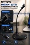 Gürültü Azaltıcı Siyah Masaüstü Bilgisayar Mikrofonu 3.5 mm Jack Esnek Boyunlu Oyun Toplantı Çoklu Kullanım