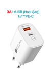 Hızlı Şarj Adaptörü Hızlı Şarj Aleti Usb 3.0 / Type-c 25w 3.0a Hızlı Şarj Aleti Başlığı 25w 2ın1