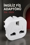 İngiliz Tipi Fiş Adaptörü UK İngiltere Seyahat Dönüştürücü 240V 10A 16A Beyaz Elektrik Fiş Aparatı