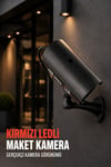 Kırmızı LEDli Pilli Maket Güvenlik Kamerası Bullet Tip Maket Kamera İç ve Dış Mekan Duvara Montajlı