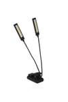 Mandallı Çift Başlıklı Smd Led Usb Pilli Kademeli Işık Kıskaçlı Kitap Okuma ve Masa Lambası