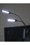 Mandallı Çift Başlıklı Smd Led Usb Pilli Kademeli Işık Kıskaçlı Kitap Okuma ve Masa Lambası