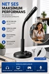 Masaüstü PC Mikrofonu 3.5 mm Jack Esnek Boyunlu Açma Kapama Tuşlu Oyun Yayın ve Ders Mikrofonu Siyah Tak-Çalıştır