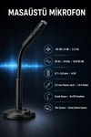 Masaüstü PC Mikrofonu 3.5 mm Jack Esnek Boyunlu Açma Kapama Tuşlu Oyun Yayın ve Ders Mikrofonu Siyah Tak-Çalıştır