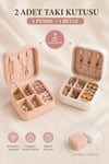 Mini Takı Kutusu Seyahat Tipi Mücevher Çantası Kolye Yüzük Küpe Organizer Takı Düzenleyici ( Beyaz+ Pembe 1'er Adet Gönderilir )