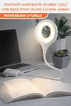 Portatif Akrobatik USB LED Okuma ve Çalışma Lambası 20 SMD LED Powerbank Uyumlu 5000K Doğal Işık