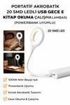 Portatif Akrobatik USB LED Okuma ve Çalışma Lambası 20 SMD LED Powerbank Uyumlu 5000K Doğal Işık