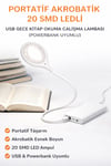 Portatif Akrobatik USB LED Okuma ve Çalışma Lambası 20 SMD LED Powerbank Uyumlu 5000K Doğal Işık