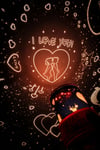 Projeksiyon Dekoratif Aydınlatma Kalp Yıldız I Love You Temalı 3D Yansıtma Gece Lambası 2 Modlu