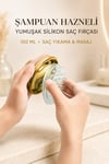Şampuan Hazneli Saç Yıkama Fırçası 100 ml Yumuşak Silikon Kafa Derisi Masaj Tarağı Duş Fırçası Gold