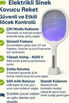 Şarjlı UV Mavi Işıklı Sinek Öldürücü Raket 3000V Güçlü Masaüstü & Elde Kullanım 1200mAh