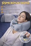 Şişme Boyun Yastığı Seyahat Uçağı Arabada Ergonomik Destekli Katlanabilir Taşınabilir Yastık