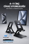 Taşınabilir Katlanabilir Metal Masaüstü Telefon Tablet Standı Ayarlanabilir Tutucu Kaymaz Taban 4-11 İnç