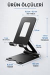 Taşınabilir Katlanabilir Metal Masaüstü Telefon Tablet Standı Ayarlanabilir Tutucu Kaymaz Taban 4-11 İnç