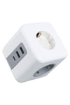 Termal Akım Korumalı Priz – 3 Soket + 3 USB + 1 Type-C Girişli, Çocuk Korumalı, Isıya Dayanıklı Kare Priz
