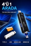 Type-C USB Mikro USB OTG Micro SD Kart Okuyucu Mini Hub Çoklu Adaptör Telefon Tablet Bilgisayar İçin 5 in 1