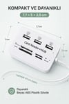 USB 2.0 Çoklayıcı Hub 3 Port 4 Slot Kart Okuyucu SD Micro SD MMC MS 480 Mbps Tak Çalıştır Beyaz ABS
