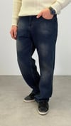 BAGGY KOYU YEŞİL YIKAMALI JEAN 