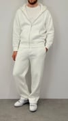 FERMUARLI BASIC KAPŞONLU SWEATSHIRT BEYAZ