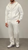 FERMUARLI BASIC KAPŞONLU SWEATSHIRT BEYAZ