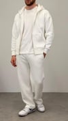 FERMUARLI BASIC KAPŞONLU SWEATSHIRT BEYAZ