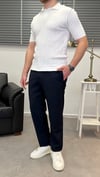 ÖRGÜ DESEN POLO YAKA T-SHIRT BEYAZ