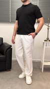 ÖRGÜ DESEN POLO YAKA T-SHIRT SİYAH