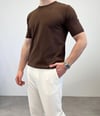 ÖRME BİSİKLET YAKA T-SHIRT KAHVERENGİ