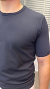ÖRME BİSİKLET YAKA T-SHIRT LACİVERT