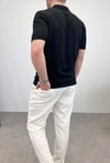 ÖRME POLO YAKA DÜĞMELİ T-SHIRT SİYAH