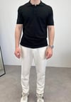 ÖRME POLO YAKA DÜĞMELİ T-SHIRT SİYAH