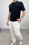 ÖRME POLO YAKA DÜĞMELİ T-SHIRT SİYAH