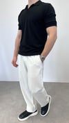 ÖRME POLO YAKA DÜĞMESİZ T-SHIRT SİYAH