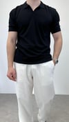 ÖRME POLO YAKA DÜĞMESİZ T-SHIRT SİYAH