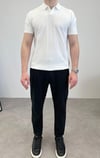 ÖRME POLO YAKA ETNİK DESEN BEYAZ