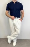 ÖRME POLO YAKA ETNİK DESEN LACİVERT