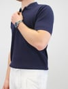 ÖRME POLO YAKA FERMUARLI İNCE FİTİLLİ T-SHIRT LACİVERT