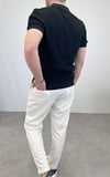 ÖRME POLO YAKA FERMUARLI T-SHIRT SİYAH