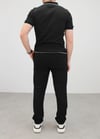 ÖRME POLO YAKA ŞERİT DETAYLI T-SHIRT SİYAH