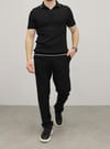 ÖRME POLO YAKA ŞERİT DETAYLI T-SHIRT SİYAH