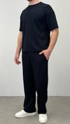 OYSHO KUMAŞ BAGGY KALIP PANTOLON LACİVERT
