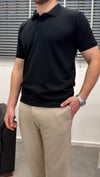 OYSHO KUMAŞ POLO YAKA T-SHIRT SİYAH