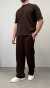 OYSHO KUMAŞ YARIM OVERSİZE T-SHIRT ACI KAHVE
