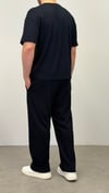 OYSHO KUMAŞ YARIM OVERSİZE T-SHIRT LACİVERT