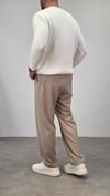 PİLELİ BAGGY KUMAŞ PANTOLON BEJ