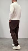 PİLELİ BAGGY KUMAŞ PANTOLON KAHVERENGİ