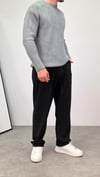 PİLELİ BAGGY KUMAŞ PANTOLON SİYAH  