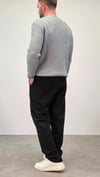 PİLELİ BAGGY KUMAŞ PANTOLON SİYAH  