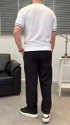 ŞERİTLİ BİSİKLET YAKA ÖRME T-SHIRT BEYAZ